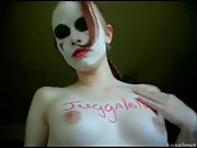 Stripped to the waist juggalette dancing